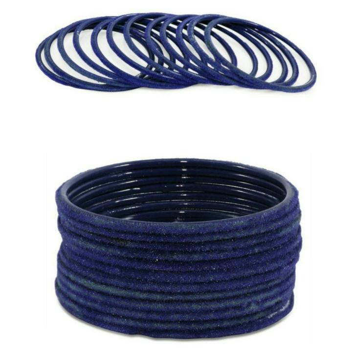 Navy Blue | 24 pieces/ 2 Dozen velvet glass bangles of all sizes ( do, sawa do , dhai )