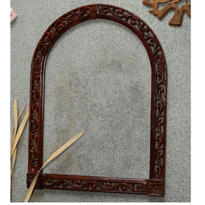 D-Shaped Wooden Mirror  Frame With Beautifull Carving By Hand