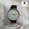 Men's Analog Quartz Watch, Executive Simple, Slim, Smart Business Class Man Watch, White Medium Round Dial Sliver Metallic Body with China Leather Type Strap. 
