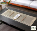 Gold Maple Leaf Vinyl Table Runner ( Golden & Silver)  Non Slip Dining Table Placemats 13"x36" - QS Bedding. 