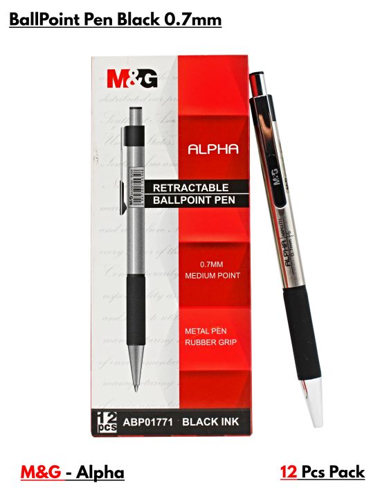 M&G%20Retractable%20Alpha%20BallPoint%20Pen%20Black%20Ink%20(%2012%20Pcs%20Pack%20)%20-%20Image%202