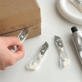 Translucent Mini Box Cutter Retractable Non-Slip Blades Letter Opener Paper Cutter Supplies Stationary. 