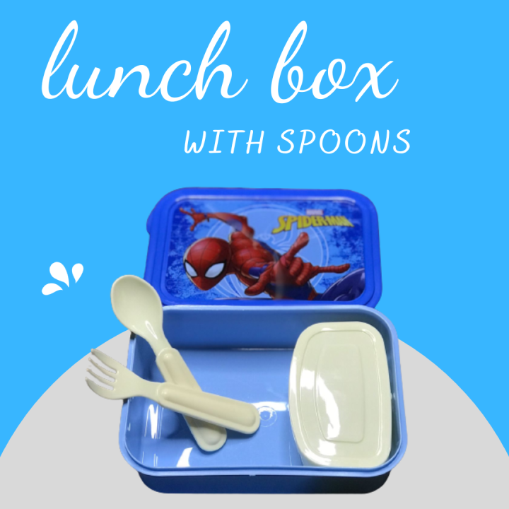 Student Lunch Box Large - Pure Plastic Lunch Box with Small box & Spoons