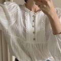 2024 New High-Grade White Shirt Women's Autumn New Lace Lacework round-Neck Small Shirt Loose Long Sleeve Top Women's. 