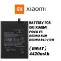 POCO F3 / Redmi K40 / K40 Pro Battery Replacement BM4Y Battery with 4420mAh _ Black. 