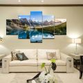 5 Piece Wall Frame Canvas Painting Sunset Wall Art Lake View Home Decoration Canvas Prints Poster Wall Art Home Décor For Living Room Decoration. 