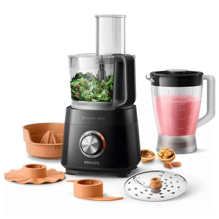Philips Viva Compact  800 W Food Processor With 6 Accessories, 29 Functions, 2.1 Litres, HR7510