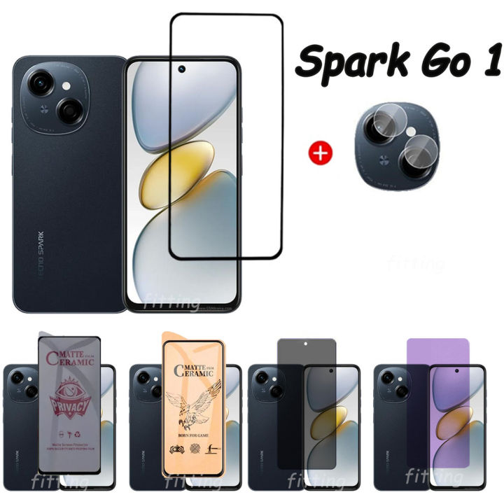 Tecno Spark Go 1 Tempered Glass Spark Go 2025 Screen Protector Spark Go 2024 2023 2022 Full Cover Screen Matte Privacy Glass