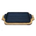 Cast Iron Sizzler 10" Grill , Krucible Kitchen, Non Stick Sizzling Plates, , Sizzler plate with Wooden Base. 
