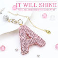 1Pc A-Z Shine Letter Pendant Accessories For Cup Pink Initial ID Keychain Handle Pendant For Girls Water Bottle Car Key Chain CDHBD. 