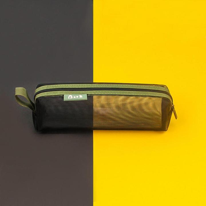 Stationery storage pencil case contrasting color pencil case filing products student pencil bag large capacity pouches transparent mesh pencil case