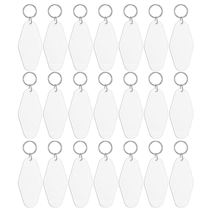 24 Pcs Vintage Motel Keychain Heat Transfer Blank Keychains Bulk Sublimation (White)