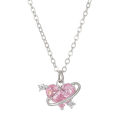 YK2 Necklace Pendant For Women Jewelry Pink Gemstone Love Necklace Luxury Design Sweet Pink Heart Planet Collar. 