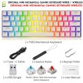 RGB Gaming Keyboard - Mechanical Keyboard Blue Switch Wired/Wireless Mini RGB Keyboard 61 Keys With Out Numpad - RGB Light Mechanical Keyboard Black/White - Detachable TYPE-C Wired/Wireless For Professional Gaming - Compatible With PC & Laptop. 