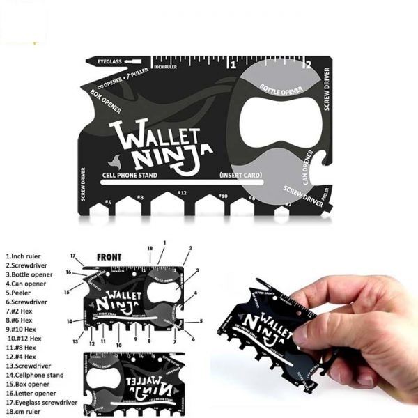 Ninja Card 18 In 1 Pocket Card Multitool Survival Tool Outdoor Screwdriver Stainless Steel