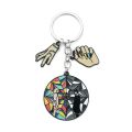 Wednesday Addams Keychain Gothic Enid Wednesday Badge Thing Hand Metal Pendant Keyring Car Backpack Key Holder Accessories Gifts. 
