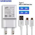 SAMSUNG Original 5V/2A 9V/2A Phone Charger For Samsung Galaxy S8 S9Plus Note 9 8 A50 A7 S5Mini S4 S6 S7 Type-C Micro USB Cable. 