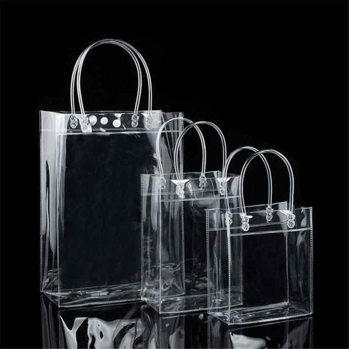 Women Clear Tote Bag PVC Transparent Handbag with Handle Shoulder Beach Trendy Shopping bags for Ladies