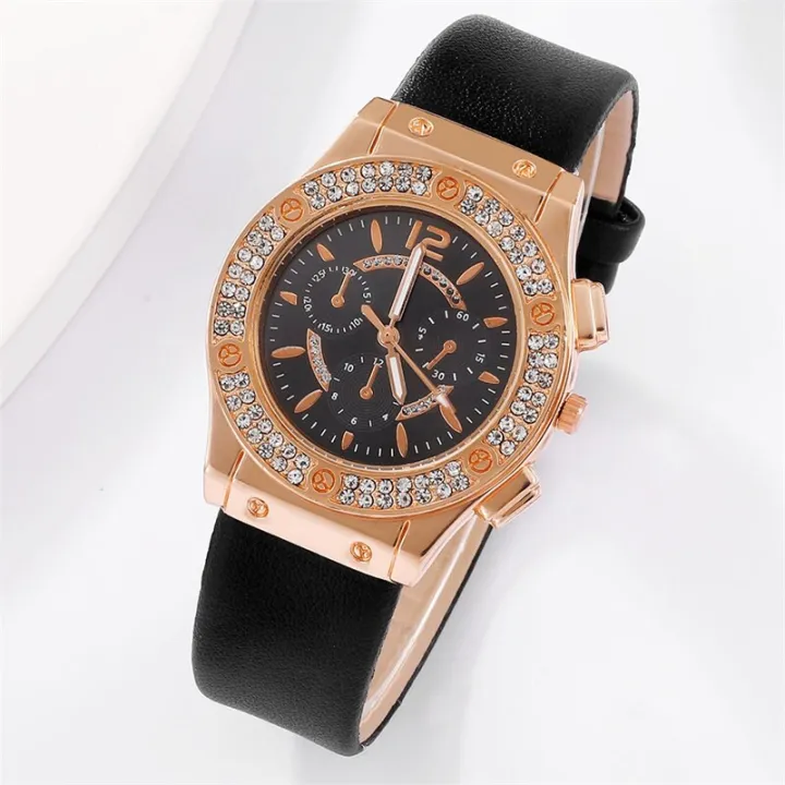 LooKeo%20mall%205pcs%20Set%20Elegant%20Luxury%20Women%20Watch%20Personality%20Fashion%20Diamond-encrusted%20Watch%20for%20Women%20&%20girls%20Party%20Matching%20Popular%20Jewelry%20-%20Image%204