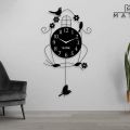 Bird cage wooden wall clock Bird cage with pendolum wall clock European Creative Iron Wall Clocks Crafts Decoration Garden Home Living room Silent Quartz Clock Wall Sticker Ornaments Decor. 