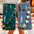 For Realme 5 Pro Back Cover with 3D Love Heart Wristband Chain Fashion Bracelet Shiny Plating Phone Case Soft Silicone Bumper Protective Cover. 