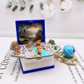 Creative 3D explosive fantasy world magic book keychain castle ship dinosaur space puzzle pendant. 