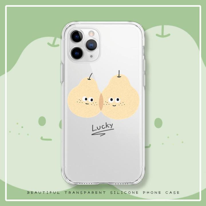 Watercolor Painting Pear Phone Case For iPhone 13 12 11 Pro Max Mini XS Max XR X 8 7 6 6S Plus Transparent Soft TPU Phone Shell