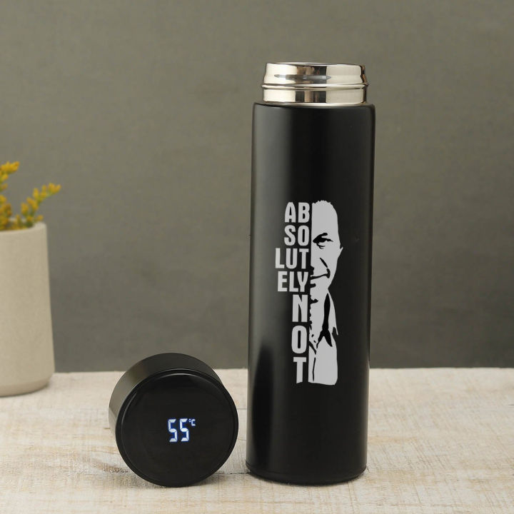 Imran khan Absolutely not logo design Temperture Led Water Bottle ForImran khan Fans 600 ML