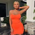 Spaghetti Strap Camisole Mini Dress Women Plus Size Bodycon Vestidos Summer Low Cut Sleeveless Solid Color Party Club Dress. 