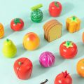 Magnetic Wooden Cutting Fruits Vegetables Pretend Play Simulation Kitchen Toys Classic Game Montessori Educational Toys For Kids. 