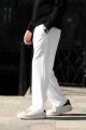 White Relaxed Straight Baggy Loose Bottom Trouser For Men. 