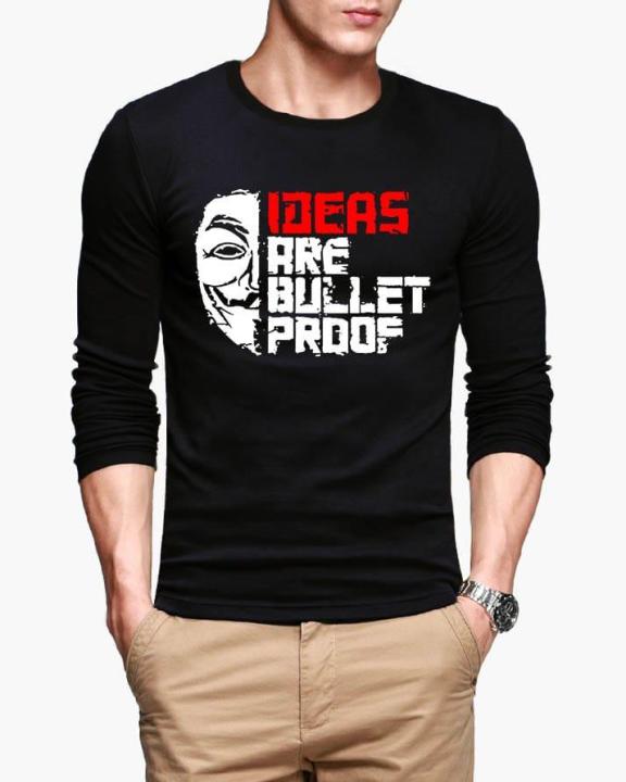 Ideas are Bullt Proof Long Sleeves Printed T Shirt For Mens
