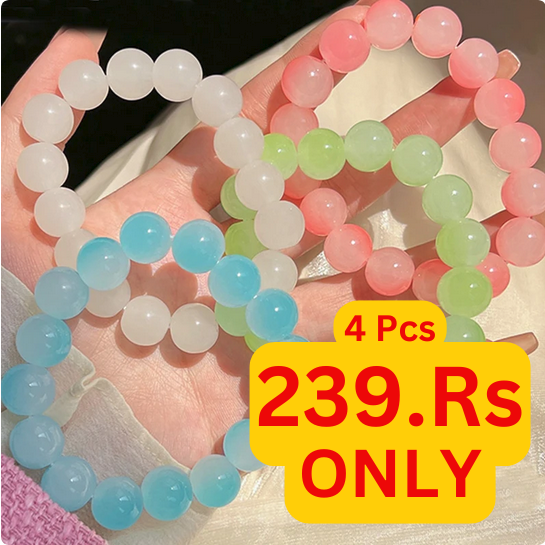 4pcs Transparent Glass Beads Friendship Bracelet for Couples, Best