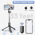 Selfie Stick Tripod, Extendable Selfie Stick with Light, Wireless Remote Bluetooth Selfie Stick for iPhone 15 14 13 Pro Max, and More Smartphones Black. 
