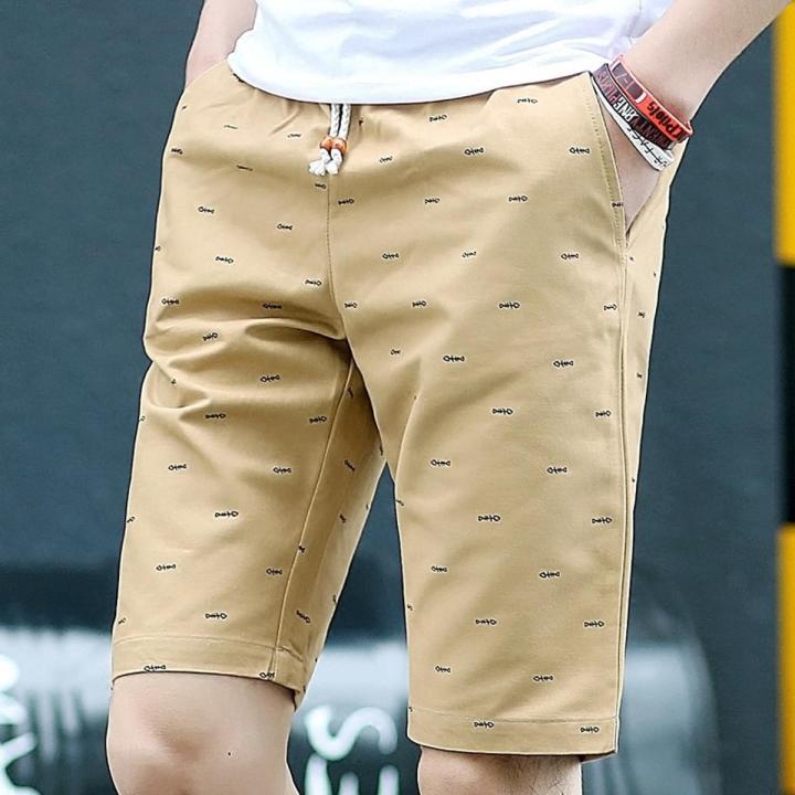 Summer Men's Fishbone Print shorts pants Cotton Loose Casual Fashion Beach pantalones cortos Joggers Streetwear short homme