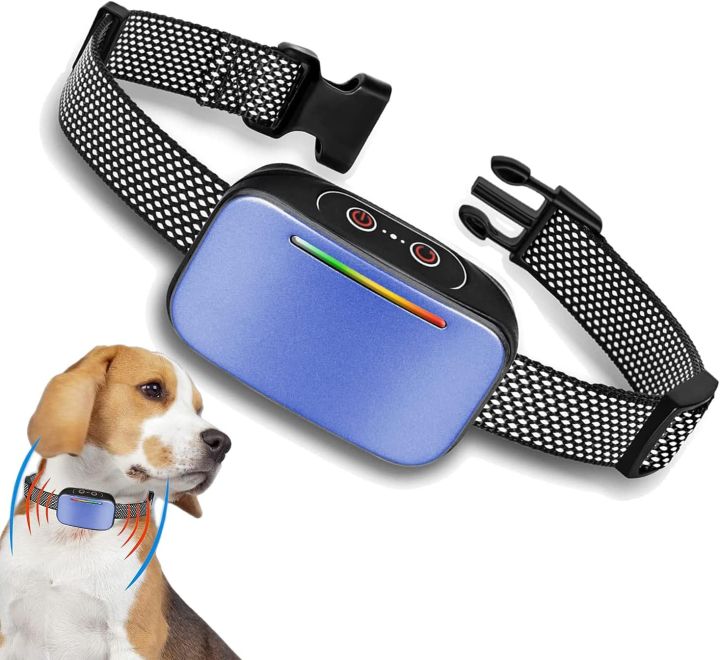 Prechkle Automatic Anti Bark Collar for Dogs with Intelligent Bark Detection System Water Resistance IP67 Sound Vibration and Static Rechargeable Blue Daraz.pk