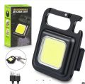 Rechargeable light Keychain Mini Small Flashlight 3 Light Modes Portable Pocket Light with Folding Bracket Bottle Opener and Magnet Base for Fishing, Walking and Camping. 