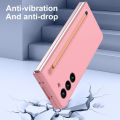 [Touch Pen & Glass Front Film] for Samsung Z Fold 6/5/4/3 Case | S Pen Slot | Ultra Thin Hard PC Cover for Galaxy Z Fold6 Fold5 Fold4 Fold3 | PINK. 