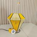 Table Lamp - Golden Globe - Handmade with yellow threads. 