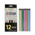DEDEDEPRAISE 12 Colours Colored Pencils Metallic Lapis De Cor Black Wood Drawing Color Lead Pencils For Art Painting Graffiti. 