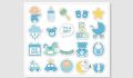 Pack of 20 - Baby Boy Sticker New Born Stickers -  New born Baby Boy Stickers - Pack Of 20 Stickers 2 Inch X 2 Inch Each sticker Size Sticker For Laptop Sticker For Mobile Cute Stickers. 