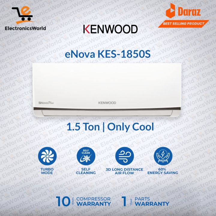 KENWOOD  AC 1.5 Ton e-NOVA KEN-1850S  -Non-Inverter Latest Model - 100% Copper Condenser -3 Years Compressor Warranty