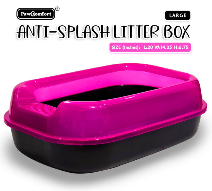 PawComfortm Cat Litter Tray with Scoop - Ideal size for adult cats - Available in Pink, purple, Blue ,Yellow Black Green
