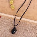 Natural Black Tourmaline Stone Necklace Crystal Black Tourmaline Pendant. 