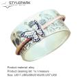Rotating Ring Fade-Resistant Women Engraved Floral Finger Ring Wedding Band. 
