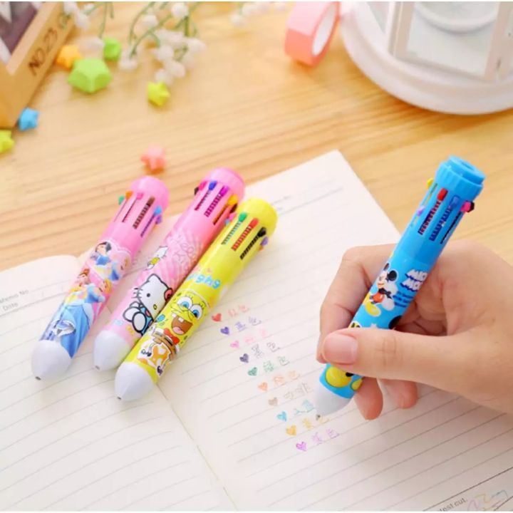 Multicolor 10 in 1 Cartoon Character Ballpoint Pen (Random Colour)