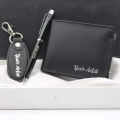 Customize Name On Wallet Keychain and pen With Gift Box Packing (PERFECT GIFT TO SEND YOUR FATHER , HUSBAND , FIANCE OR ANY ONE). 