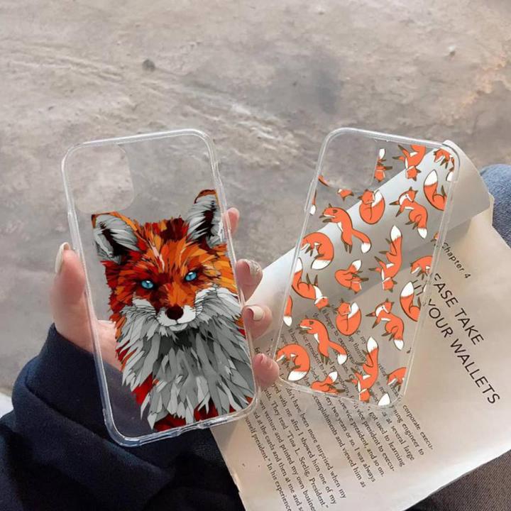 fox animal cute Phone Case Transparent soft For iphone 11 13 12 14 x xs xr pro max mini plus