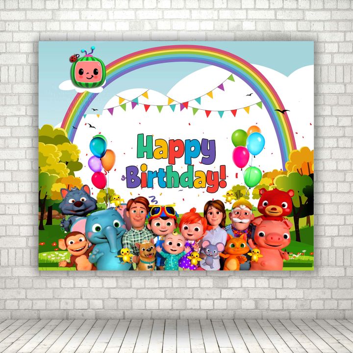 COCOMELON Birthday Theme Backdrop / Birthday Theme Decoration / COCOMELON Theme Printed on Panaflex Size 4x4 Feet