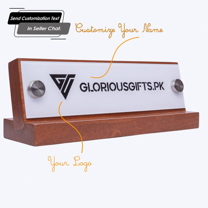 Table & Desk Name Plate with Card and Pen Holder, Officer Name Plate. GT001